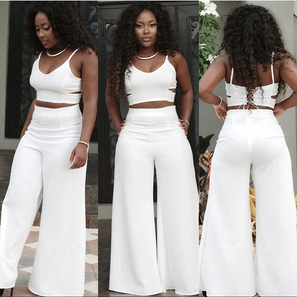 Sexy Hollowout White Cami Style Top & Pant Outfit❌ Price firm❌❌LAST 1❌ - Picture 1 of 4